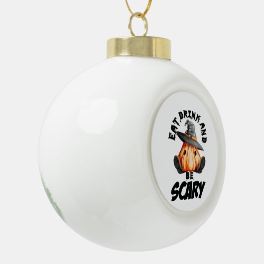 Eat Drink And Be Scared Retro Cool Keramische Bal Ornament (Links)