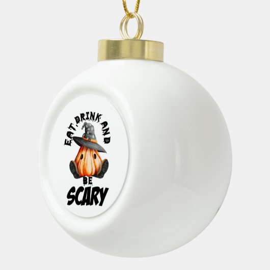 Eat Drink And Be Scared Retro Cool Keramische Bal Ornament (Rechts)