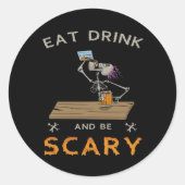 Eat Drink And Be Scary Aesthetic Graphic Ronde Sticker (Voorkant)