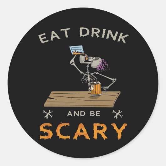 Eat Drink And Be Scary Aesthetic Graphic Ronde Sticker (Voorkant)