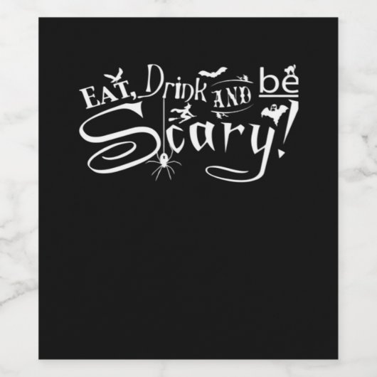 Eat Drink And Be Scary Aesthetic Graphic Trendy Wijn Etiket (Enkel label)