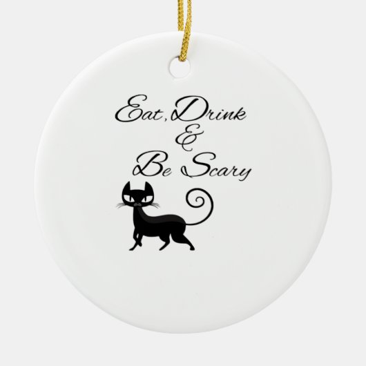 Eat Drink And Be Scary Cat Funny Cute Spooky Hallo Keramisch Ornament (Voorkant)