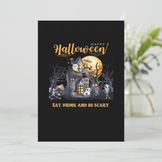 Eat Drink And Be Scary Classic Feestdagenkaart (Staand voorkant)