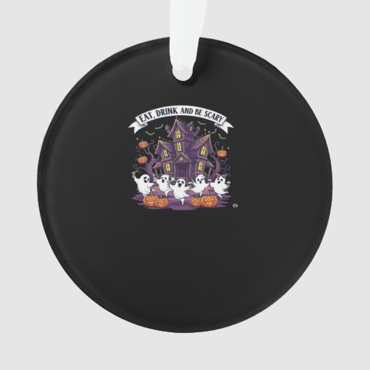 Eat Drink And Be Scary Classic Funny Retro Ornament (voorkant)