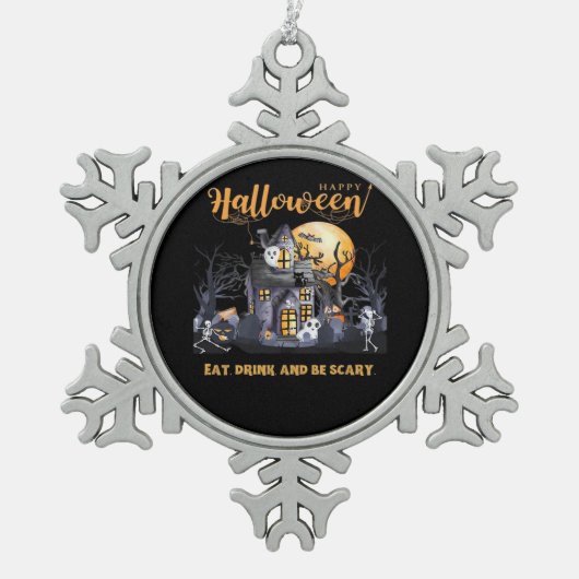 Eat Drink And Be Scary Classic Tin Sneeuwvlok Ornament (Voorkant)