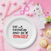 Eat Drink And Be Scary Design Retro Classic Papieren Bordje (Feest)