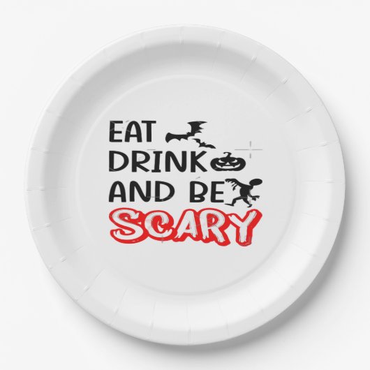 Eat Drink And Be Scary Design Retro Classic Papieren Bordje (Voorkant)