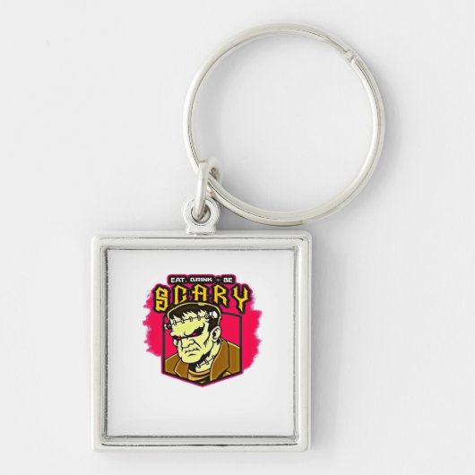 Eat Drink And Be Scary Frankenstein Halloween Crea Sleutelhanger (Voorkant)