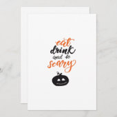 Eat Drink And Be Scary Funny Halloween Feestdagenkaart (Voorkant / Achterkant)