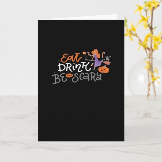 Eat Drink And Be Scary Funny Quote Modern Look Kaart (Gele Bloem)