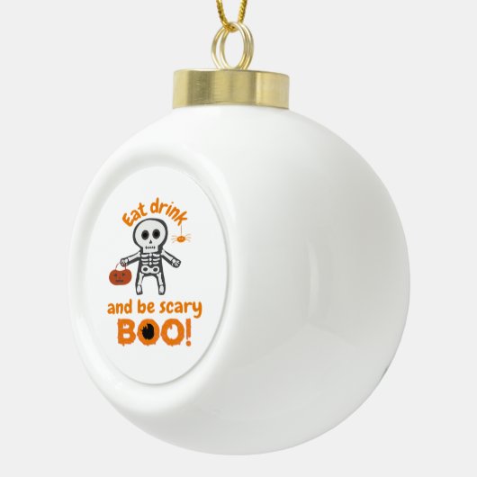 Eat Drink And Be Scary Funny Spooky  Keramische Bal Ornament (Rechts)