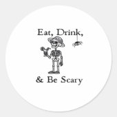 Eat Drink And Be Scary Halloween Aesthetic Style Ronde Sticker (Voorkant)
