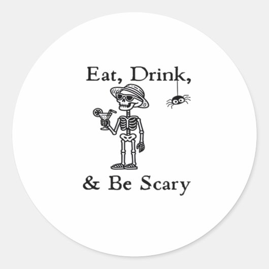Eat Drink And Be Scary Halloween Aesthetic Style Ronde Sticker (Voorkant)