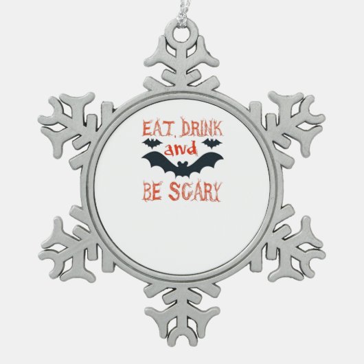 Eat Drink And Be Scary Halloween Bats Party Hallow Tin Sneeuwvlok Ornament (Voorkant)