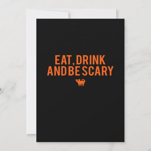 Eat Drink And Be Scary Halloween Fan Text Art Esse Feestdagenkaart (Voorkant)