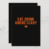 Eat Drink And Be Scary Halloween Fan Text Art Esse Feestdagenkaart (Voorkant / Achterkant)