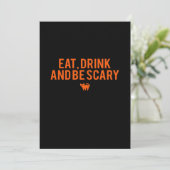 Eat Drink And Be Scary Halloween Fan Text Art Esse Feestdagenkaart (Staand voorkant)