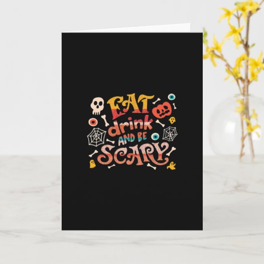 Eat Drink And Be Scary Halloween Funny Essential C Kaart (Gele Bloem)