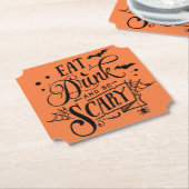 Eat Drink And Be Scary Halloween  Kartonnen Onderzetters (Gekanteld)
