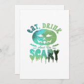 Eat Drink And Be Scary Halloween Light Feestdagenkaart (Voorkant / Achterkant)