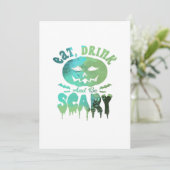 Eat Drink And Be Scary Halloween Light Feestdagenkaart (Staand voorkant)