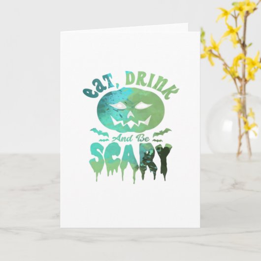 Eat Drink And Be Scary Halloween Light Kaart (Gele Bloem)