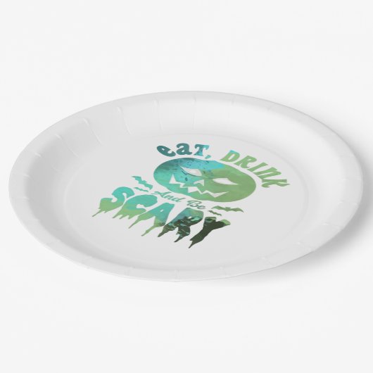 Eat Drink And Be Scary Halloween Light Papieren Bordje (Gekanteld)