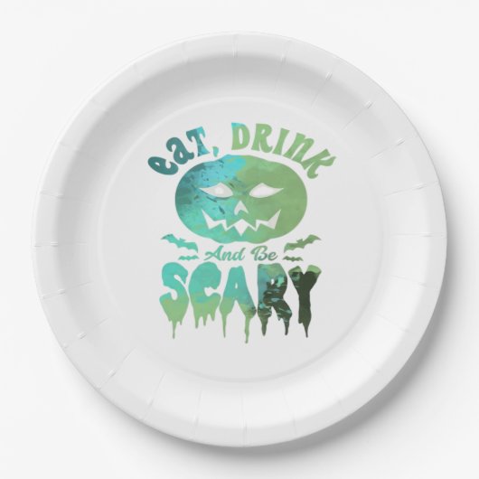 Eat Drink And Be Scary Halloween Light Papieren Bordje (Voorkant)