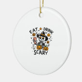 Eat Drink And Be Scary Halloween Pumpkin Miniature Keramisch Ornament (Links)