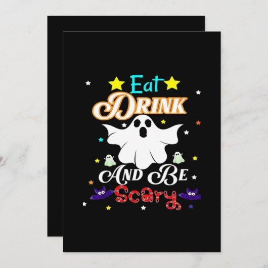 Eat Drink And Be Scary Happy Halloween Day Feestdagenkaart (Voorkant / Achterkant)