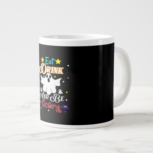 Eat Drink And Be Scary Happy Halloween Day Grote Koffiekop (Voorkant rechts)
