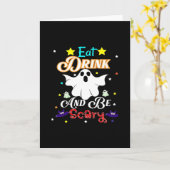 Eat Drink And Be Scary Happy Halloween Day Kaart (Gele Bloem)