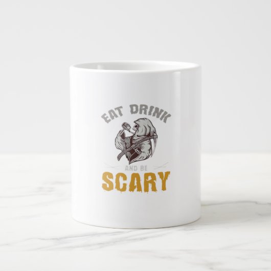 Eat Drink And Be Scary Reaper Minimal Clean Grote Koffiekop (Voorkant)
