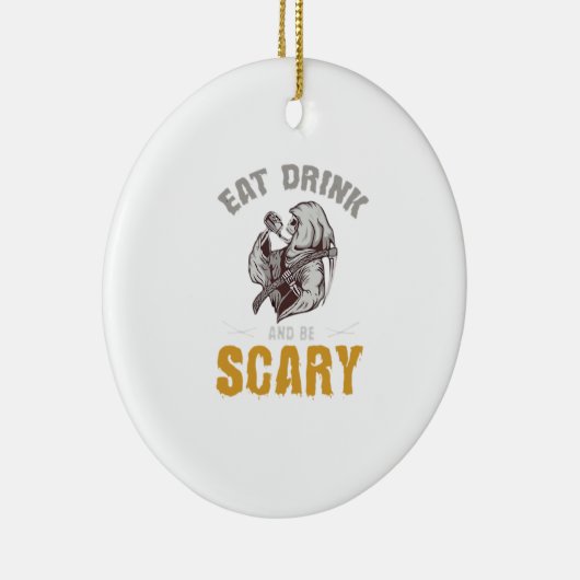 Eat Drink And Be Scary Reaper Minimal Clean Keramisch Ornament (Rechts)