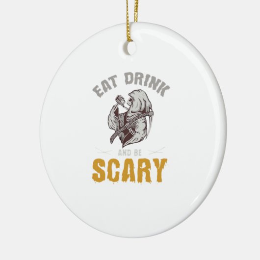 Eat Drink And Be Scary Reaper Minimal Clean Keramisch Ornament (Links)