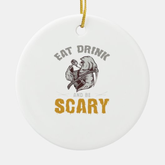 Eat Drink And Be Scary Reaper Minimal Clean Keramisch Ornament (Voorkant)