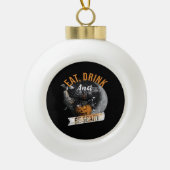 Eat Drink And Be Scary Retro Classic Keramische Bal Ornament (Voorkant)