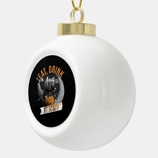Eat Drink And Be Scary Retro Classic Keramische Bal Ornament (Rechts)