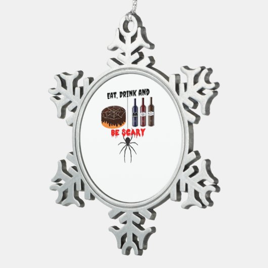 Eat Drink And Be Scary Retro Classic Tin Sneeuwvlok Ornament (Rechts)