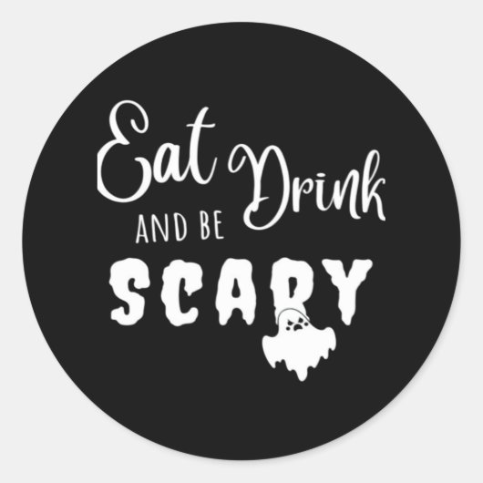 Eat Drink And Be Scary Retro Graphic Ronde Sticker (Voorkant)