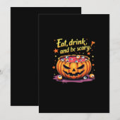 Eat Drink And Be Scary Scary Movie Night Halloween Feestdagenkaart (Voorkant / Achterkant)
