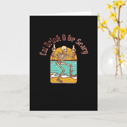 Eat Drink And Be Scary Simple Clean Kaart (Gele Bloem)