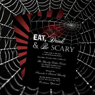 Eat Drink and be Scary Spider Halloween Party Kaart