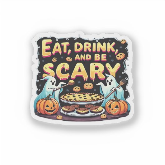 Eat Drink And Be Scary Spooky Bakery Halloween Coo Sticker (Voorkant)