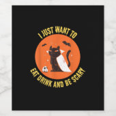 Eat Drink And Be Scary Spooky Cat Halloween Wijn Etiket (Enkel label)