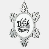 Eat Drink And Be Spooky Retro Classic Tin Sneeuwvlok Ornament (Rechts)