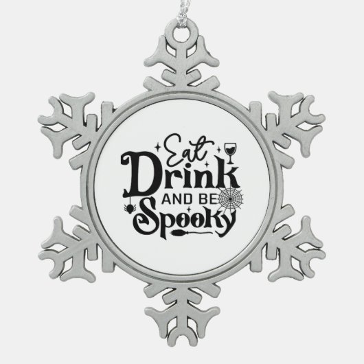 Eat Drink And Be Spooky Retro Classic Tin Sneeuwvlok Ornament (Voorkant)