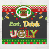 Eat Drink and be Ugly Kerstfeestay Party Bier Etiket (Enkel label)