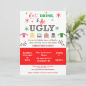 Eat Drink and be Ugly Kerstfeestay Party Kaart (Staand voorkant)