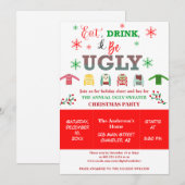 Eat Drink and be Ugly Kerstfeestay Party Kaart (Voorkant / Achterkant)